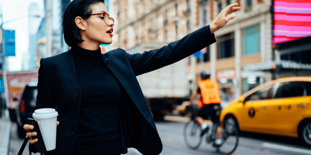 woman calling a taxi